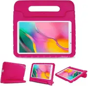 For Samsung Galaxy Tab A 8 inch 2019 T290/T295 Case, Kickstand Shockproof Protective Rugged Convertible Handle Stand Light Weight Kids Friendly Cover (Hot Pink)