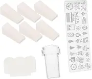 Happyyami 1Set Nail Stamping Plates Creative DIY Nail Art Templates Stencils for Easy Manicure Includes Stamper Sponges Present for Women