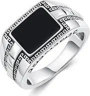 Plesitep 925 Sterling Silver Black Onyx Ring for Men Statement Ring Gemstone Ring Handmade Ring Jewelry Gifts