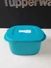 Tupperware CrystalWave Microwave PLUS Mini Square 800 ml / 3.25 Cup Blue new