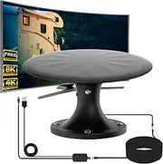 RV TV Antennas Roof Mounted, 720° Long Range Omni Directional Reception Digital HD Antenna Signal, with Super Signal Booster, 35ft HDTV Cable, for RV/Travel Trailer/Camper/Truck/Boat. (Black)