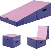 Costway Gymnastics Tumbling Mat, Folding Gymnastic Incline Mat with EPE Foam, PVC Cover, Portable Yoga Mat with Handle for Indoor/Outdoor Exercise, Home Gym Yoga