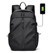 Anti-theft Unisex Laptop Oxford Backpack Travel School Bag with USB Charging Port-Black