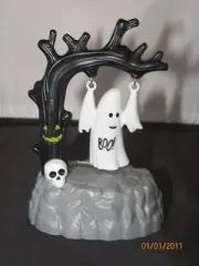 Solar Halloween Large Swinging Ghost from tree Boo skull holiday decoration