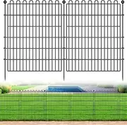 10 Panels Tall No Dig Decorative Garden Fence for Yard, Animal Barrier Fencing for Outdoor Dog, Metal Portable Garden Fences for Borders, Pets, Landscape (K15- Black, 10 Panels - 7.4m(L) X 81cm(H))