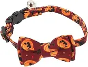 Generic 4pcs Halloween Cat Collar Adjustable Pet Accessories with Bells Scary Pumpkin Design for Cats for Halloween Parties and Decorations