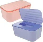 WESIEVYA 2Pcs Capacity Tissue Storage Box Refillable Wipe Container Versatile Bathroom Wipes Dispenser for Home Office Travel Stylish Design