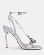 ZATHENA SILVER Open Toe Heels