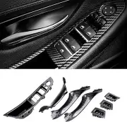 Carbon Fiber Window Switch Armrest Panel, Inner Door Pull Handle Trim Cover Kits