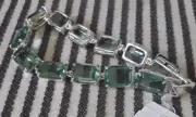 NEW NWT RALPH LAUREN AQUAMARINE BLUE EMERALD CUT CRYSTAL 7.5" FASHION BRACELET