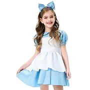 Alice in Wonderland Fairy Tale Alice Dress Costume Storybook Characters Sweet Lolita Movie Cosplay for Girls' Kid's Halloween Carnival World Book Day Performan