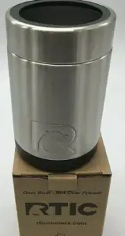 RTIC Can Cooler with Splash Proof Lid, 12 oz, Stainless Steel New Free Shipping