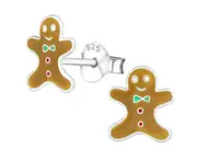 Sterling Silver Children's Gingerbread Stud Earrings