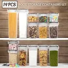 14Pcs Plastic Food Storage Canisters Pantry Airtight Organization Set Rice Box