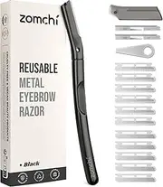 ZOMCHI Dermaplaning Tool for Face, Eyebrow Shaper for Women and Men, Precision Silicone Cover, Reusable Metal Handle - Matte Black