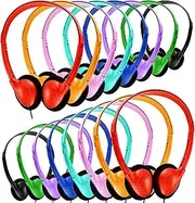 Bulk Headphones 25 Pack for Kids School Classroom, Wholeslae Wired Adjustable On Ear Earphones Class Set for Students Children Toddler Teens Boys Girls and Adult Computer 3.5mm Jack (HY857,25 Mixed)