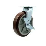 8 Inch Stainless Steel Polyurethane Swivel Caster with Roller Bearing and Brake