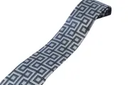 Mens Silver With Navy Maze Patterned 8Cm Neck Tie