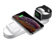 10W 3-in-1 Triple Wireless Fast Charger Pad (including for Apple Watch) White