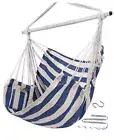 Hammock Chair Swing (500 lbs Max) - Hanging Hammock Chair Rope A Blue and White