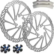 NEPIDOVS Bike Disc Brake Rotors 160/180/203mm 2pcs Set Bicycle Disk Brake Pads Disc Brake Gap Regulator 12pcs Screws for Bicycle Road Bike Mountain Bike BMX MTB (2Pcs 203mm)