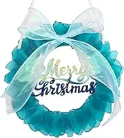 Blue Sea Glass Wreath - Handmade 8 Inch Small Christmas Wreath, Kitchen Cabinet Wreaths Coastal Style Christmas Decor Wreaths for Home, Door, Window, Chair and Wall