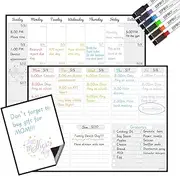 JJPRO Magnetic Dry Erase Monthly Calendar and Weekly Whiteboard for Fridge-Monthly Planner,Weekly Dry Erase Board for Refrigerators,One Bonus Notepad/to Do/Grocery List