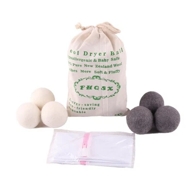 Wool Dryer Balls by 6-Pack, XL Premium Reusable Natural Fabric Softener, Whit...