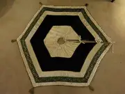 Luxury Emerald Green/White Rayon Velvet Reversible Christmas Tree Skirt X’Mas