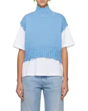 distressed roll-neck top IT38 Blue