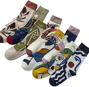 [ZONTO] Women Crew Socks, Pure Cotton Mid-Calf Length Socks Bright Color Women Socks, Students' Socks 8 Pairs