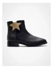 [Taking Shape] Orthotic Star Flat Ankle Boot Black/gold