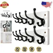 Rustic Cast Iron Coat Rack - Wall Mount with 5 Hooks, Easy Installation, 2 Pack