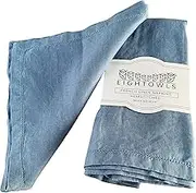 Linen Napkins –100% French Flax – Hemstitch Stonewashed Pure Linen Cloth Napkins - Size 50cm x 50cm – Set of 4 (Dusty Pastel Blue)