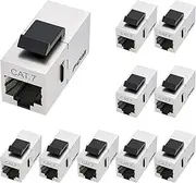 10Gbps Cat7 Keystone Module RJ45 Shielded Keystone Coupling Socket Network Patch Panel Keystone Ethernet Network Coupling Network Connector (Pack of 10, Silver)