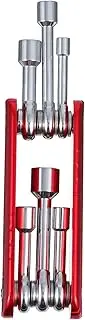 KOMBIUDA 1 Set 6 1 Folding Socket Wrench Patch Parts Adjustable Puncture Kits Tire Levers Repair Combination Mechanic Plugs Chain Ratchet Bicycles Socket Kit Aluminum Alloy Red