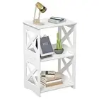 BYFU 3-Tier Side Table, Small End Table with Storage Shelf, White White-one