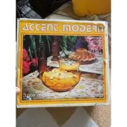 vintage amber chip & dip set