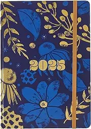 Collins Abstract Botanicals 2025 Planner - A5 Week to View Diary - Blue - (E-AB153.59-25) - Stylish Weekly Eco Diary with Recycled Paper