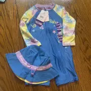 Tommy Bahama 18/24 mo zip Rash Guard one piece Swimsuit hat baby toddler NWT