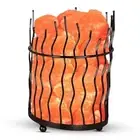Natural Himalayan Salt , Tall Round Metal Basket lamp with Dimmer Switch | 8