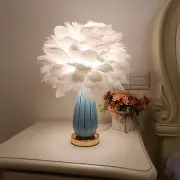 ZYLEIESENBAO Feather Table Lamp Creative White Feather Girl Lamp Bedside Prin...