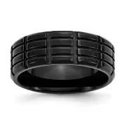 Titanium Brushed Black IP-plated 8mm Grooved Band