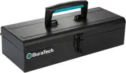 Tool Box, 15" Portable Steel Small Tool Box with Metal Latch Closure & Plastic H
