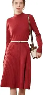 [Bciopll] Women 100% Cashmere Long Sweater Dress Sexy Knitted Dresses O-Neck Elasticity Pullover