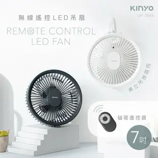 【KINYO】美型風扇限時特價↘ 充插兩用7吋USB風扇壁DC扇掛扇循環扇(UF-7065)遙控/LED/易拆洗-2色任選