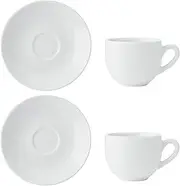 Mikasa Chalk 2pc Porcelain Espresso Cup and Saucer Set, White Cups and Saucers, 90ml | China Cup & Saucer for Everyday Dining | Dishwasher & Microwave Safe