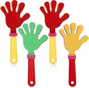 JIYIN 4 Pcs 9.5 Inch Hand Clappers Noisemakers, Colorful Hand Clappers Bulk Plastic Noise Makers for Football Sporting Events Cheers Birthday Celebrations Supplies