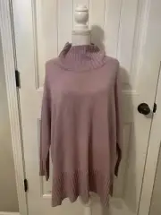 New Eileen Fisher Merino Jersey Turtleneck in Regenerative Wool Icy Plum Sz XL