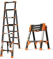 RIKADE Telescoping Ladder, A-Frame Aluminum Telescopic Ladder with One-Button Retraction, Portable Extension Adjustable Lightweight Folding for Home or RV Work, 330lb Capacity(1.7+2M)